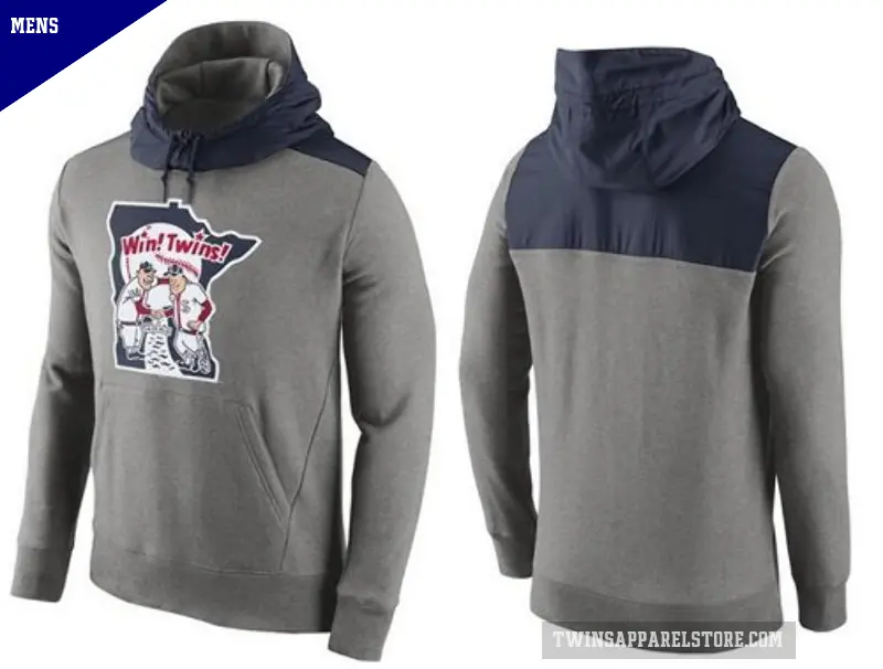 Men's Minnesota Twins Gray Cooperstown Collection Hybrid Pullover Hoodie