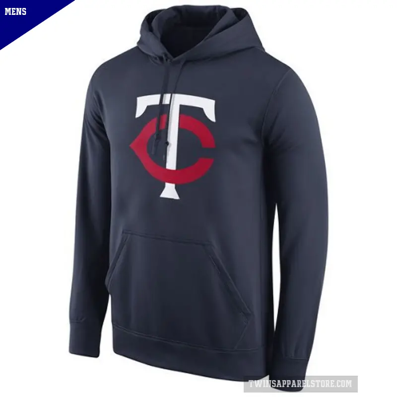 Men's Minnesota Twins Navy Logo Performance Pullover Hoodie -