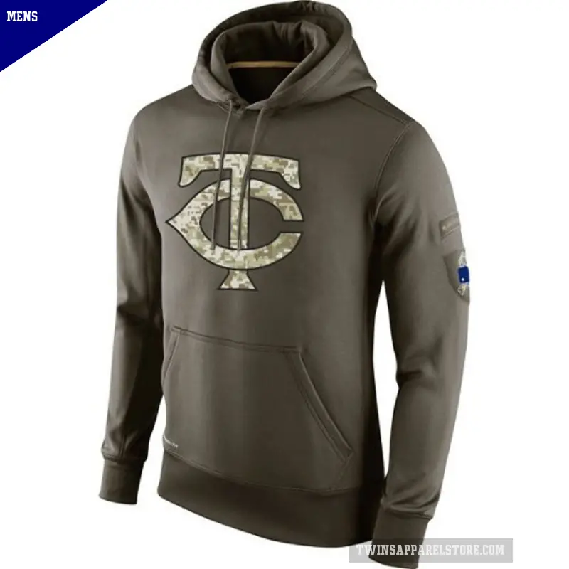 Men's Minnesota Twins Olive Salute to Service KO Performance Hoodie