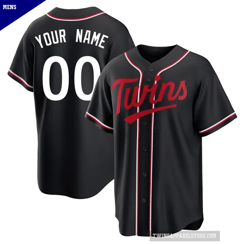 Men's No.00 Custom Minnesota Twins Black Replica Fashion Out Jersey
