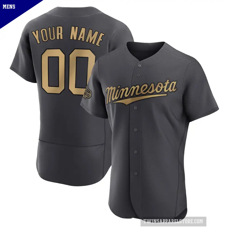 Men's No.00 Custom Minnesota Twins Charcoal Game Authentic 2022 All-Star Jersey