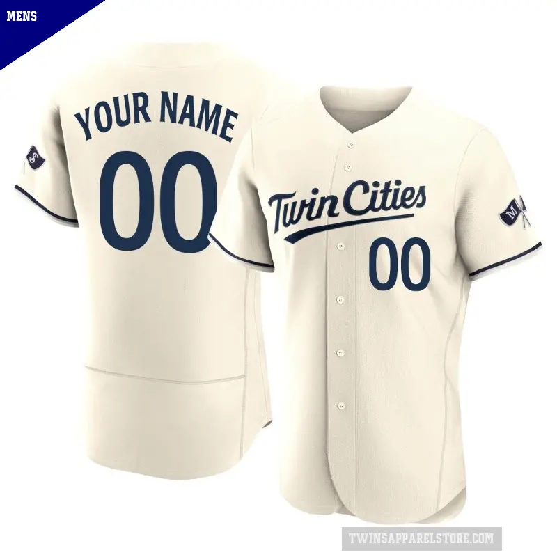 Men's No.00 Custom Minnesota Twins Cream Authentic Alternate 2023 Jersey