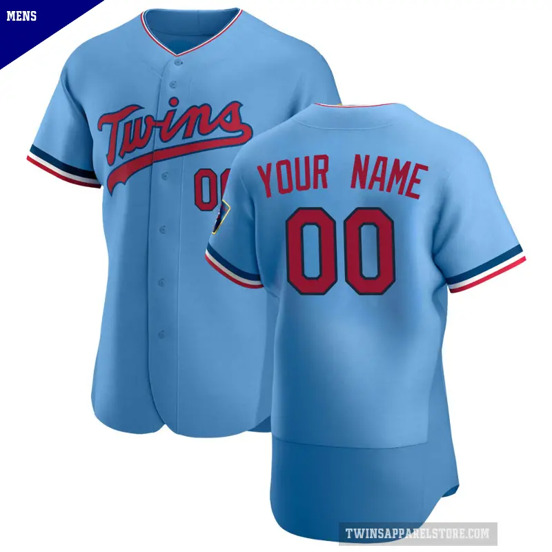 Men's No.00 Custom Minnesota Twins Light Blue Authentic Alternate Jersey