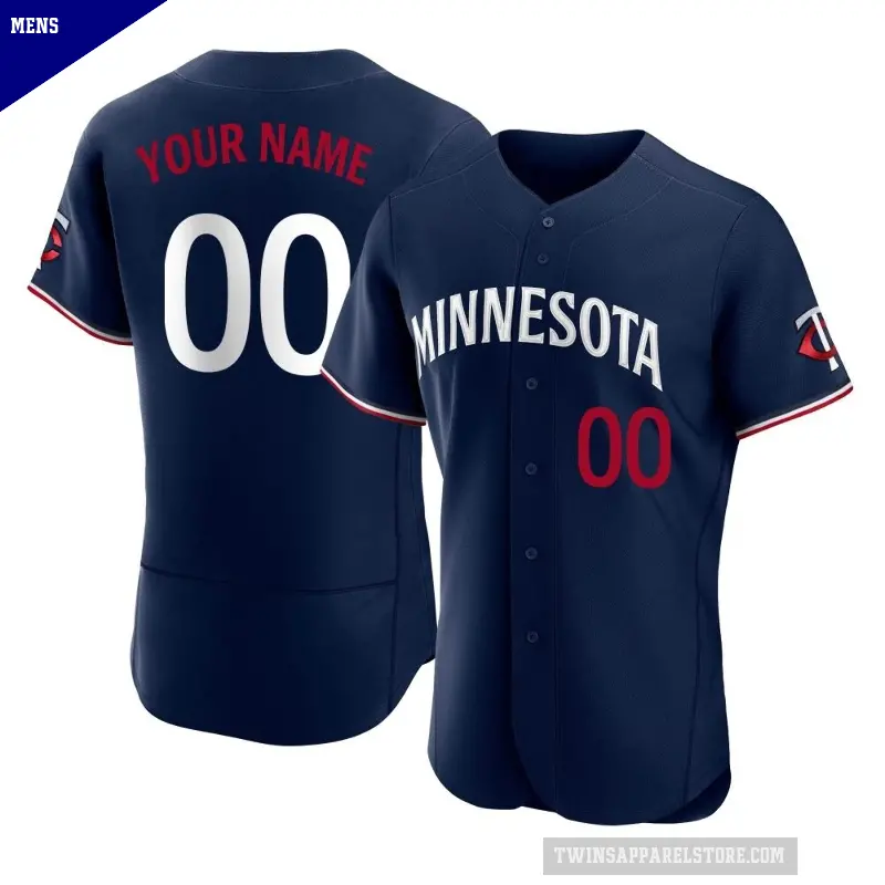 Men's No.00 Custom Minnesota Twins Navy Authentic Alternate Jersey