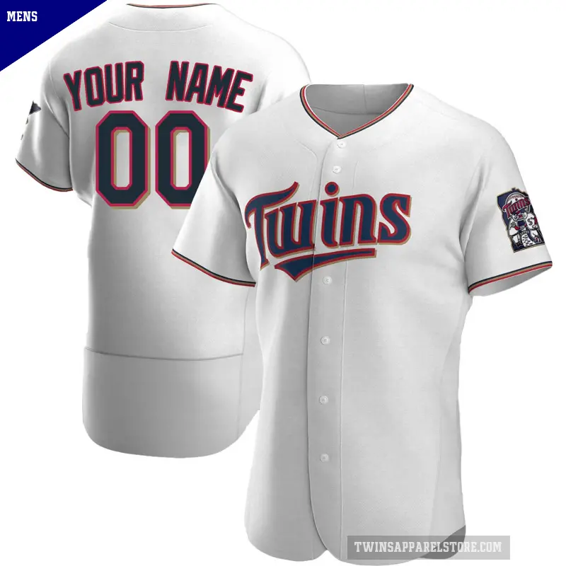 Men's No.00 Custom Minnesota Twins White Authentic Home Jersey