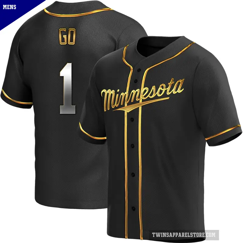 Men's No.1 Woo-Suk Go Minnesota Twins Gold Replica Black en Alternate Jersey