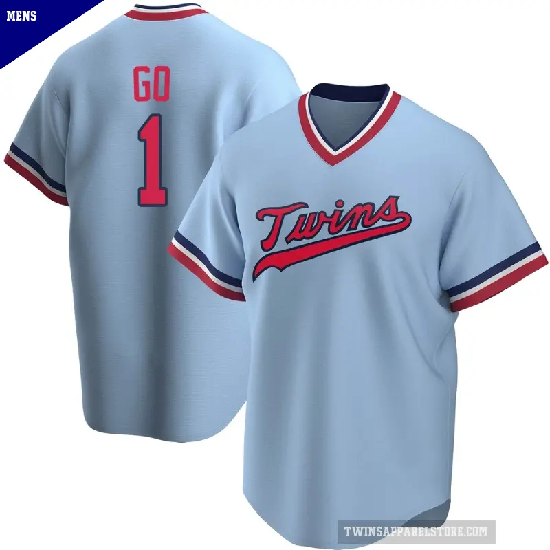 Men's No.1 Woo-Suk Go Minnesota Twins Light Blue Replica Road Cooperstown Collection Jersey