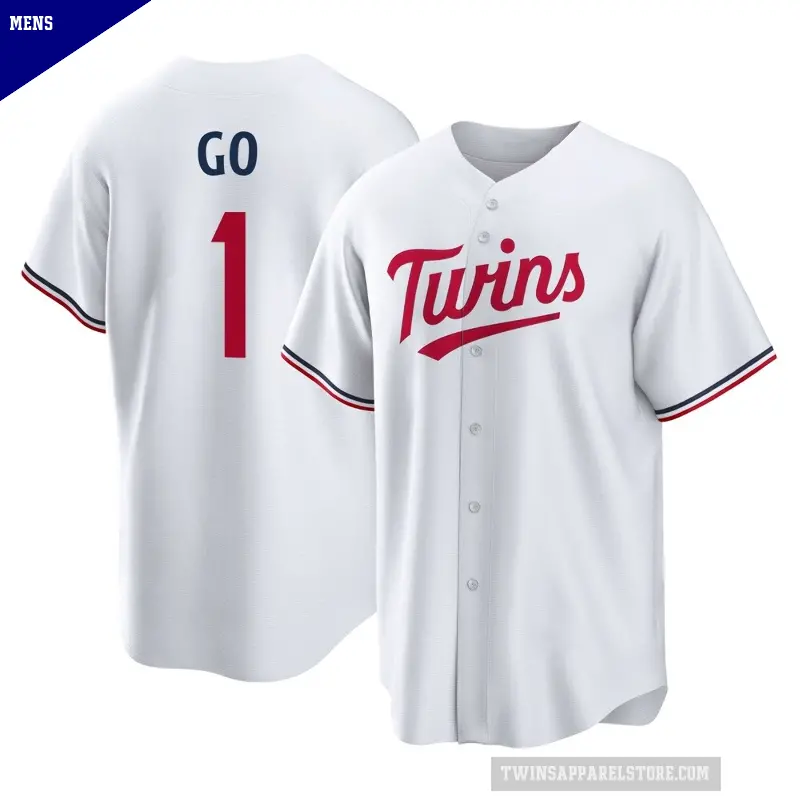 Men's No.1 Woo-Suk Go Minnesota Twins White Replica Home Jersey