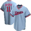 Men's No.11 Mickey Gasper Minnesota Twins Light Blue Replica Road Cooperstown Collection Jersey