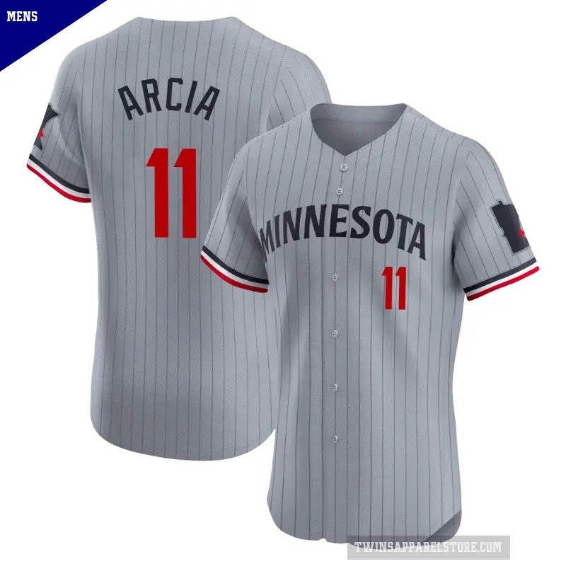 Men's No.11 Orlando Arcia Minnesota Twins Gray Elite Road Jersey
