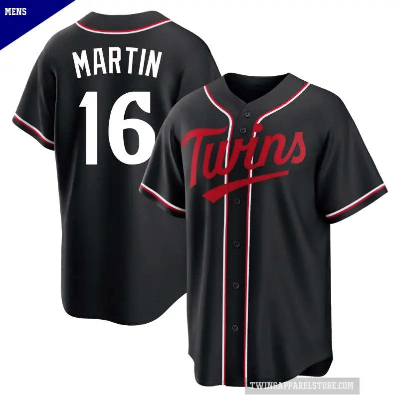 Men's No.16 Austin Martin Minnesota Twins Black Replica Fashion Out Jersey