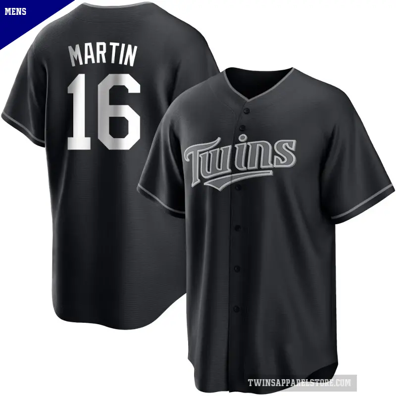 Men's No.16 Austin Martin Minnesota Twins Black/White Replica Jersey