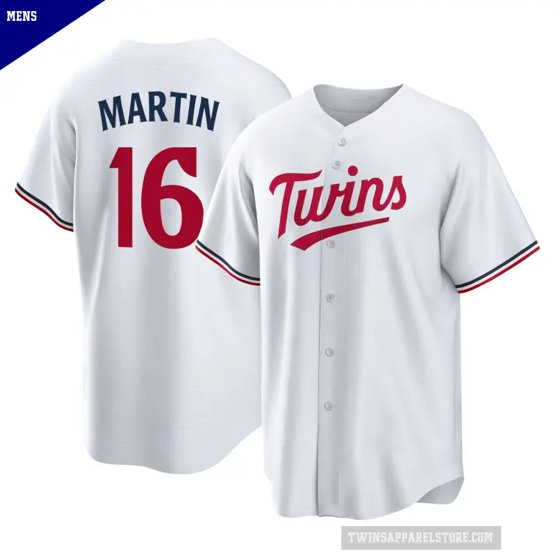 Men's No.16 Austin Martin Minnesota Twins White Replica Home Jersey