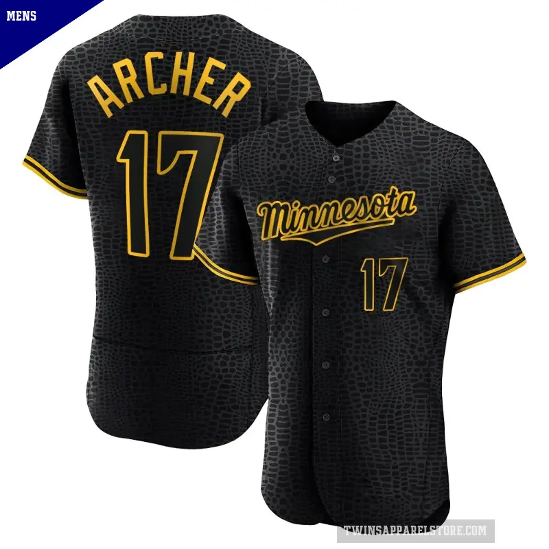 Men's No.17 Chris Archer Minnesota Twins Black Authentic Snake Skin City Jersey