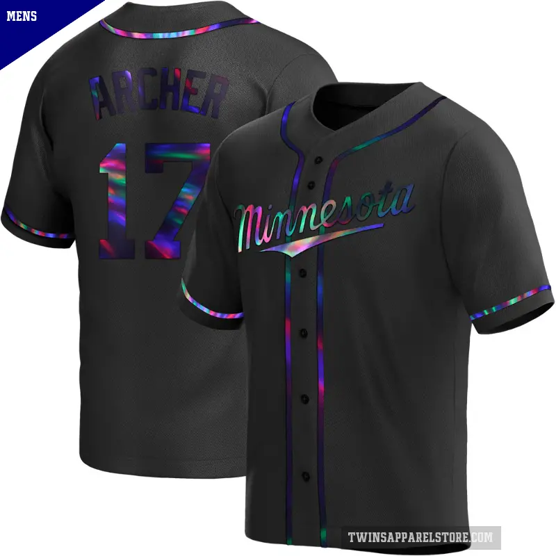 Men's No.17 Chris Archer Minnesota Twins Black Replica Holographic Alternate Jersey