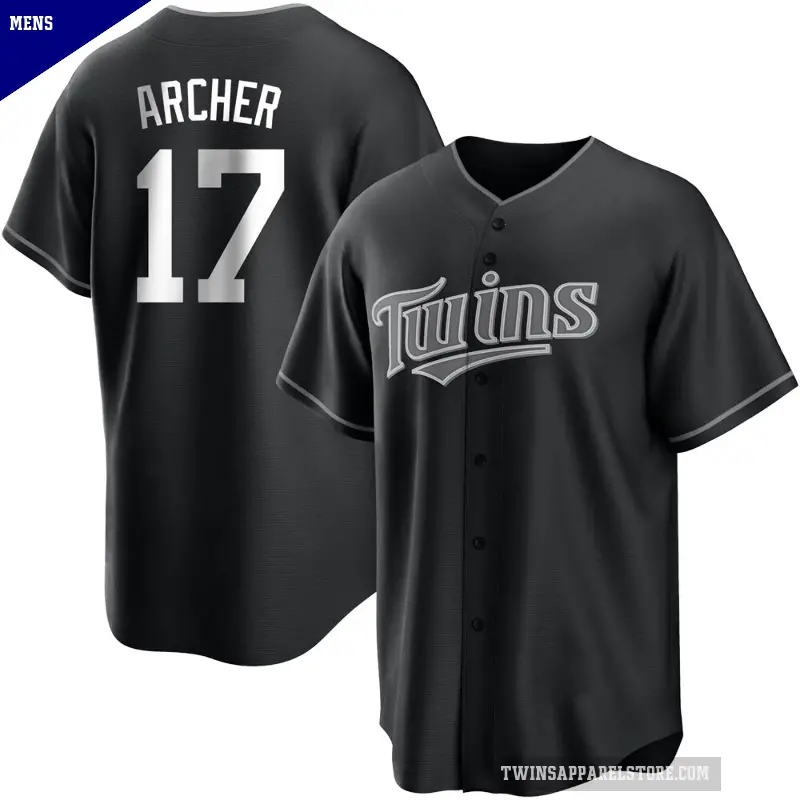 Men's No.17 Chris Archer Minnesota Twins Black/White Replica Jersey