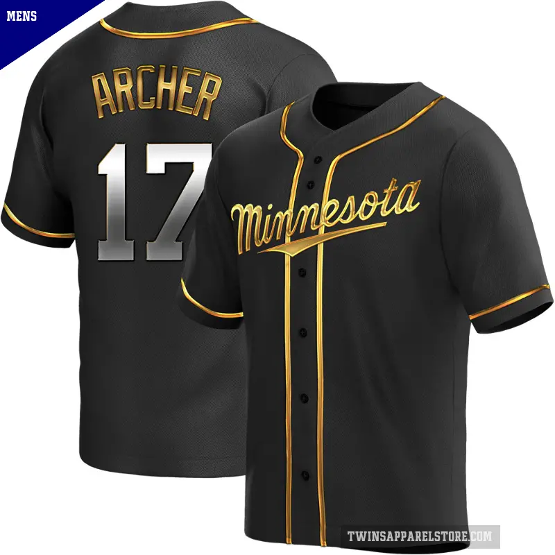 Men's No.17 Chris Archer Minnesota Twins Gold Replica Black en Alternate Jersey