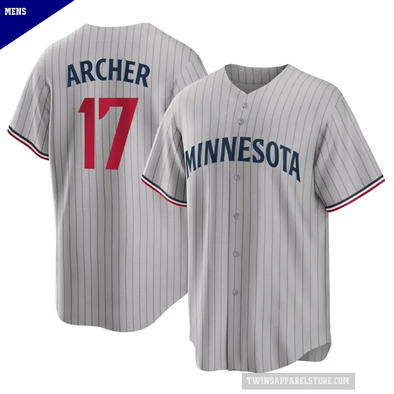 Men's No.17 Chris Archer Minnesota Twins Gray Replica Road Jersey