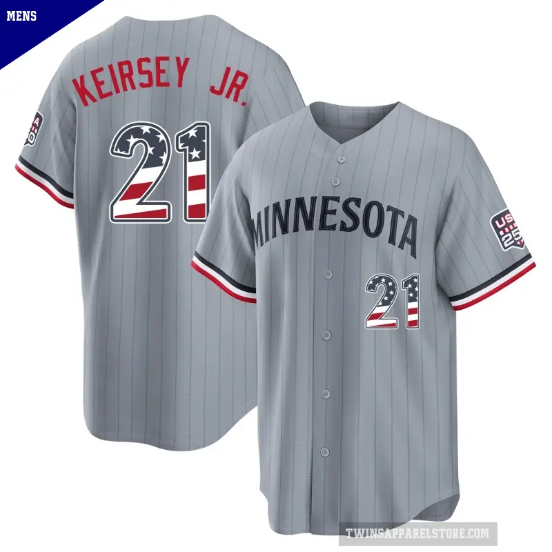 Men's No.21 DaShawn Keirsey Jr. Minnesota Twins Gray Limited USA 250 Fourth Of July Road Stadium Jersey