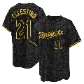 Men's No.21 Gilberto Celestino Minnesota Twins Black Replica Snake Skin City Jersey