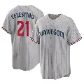 Men's No.21 Gilberto Celestino Minnesota Twins Gray Replica Road Jersey