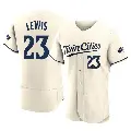 Men's No.23 Royce Lewis Minnesota Twins Cream Authentic Alternate 2023 Jersey