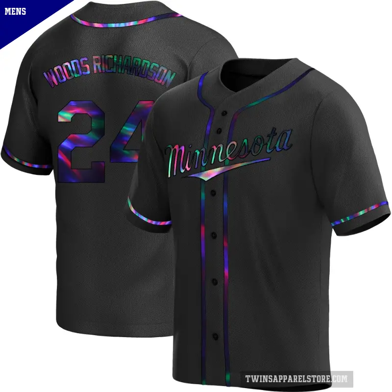 Men's No.24 Simeon Woods Richardson Minnesota Twins Black Replica Holographic Alternate Jersey