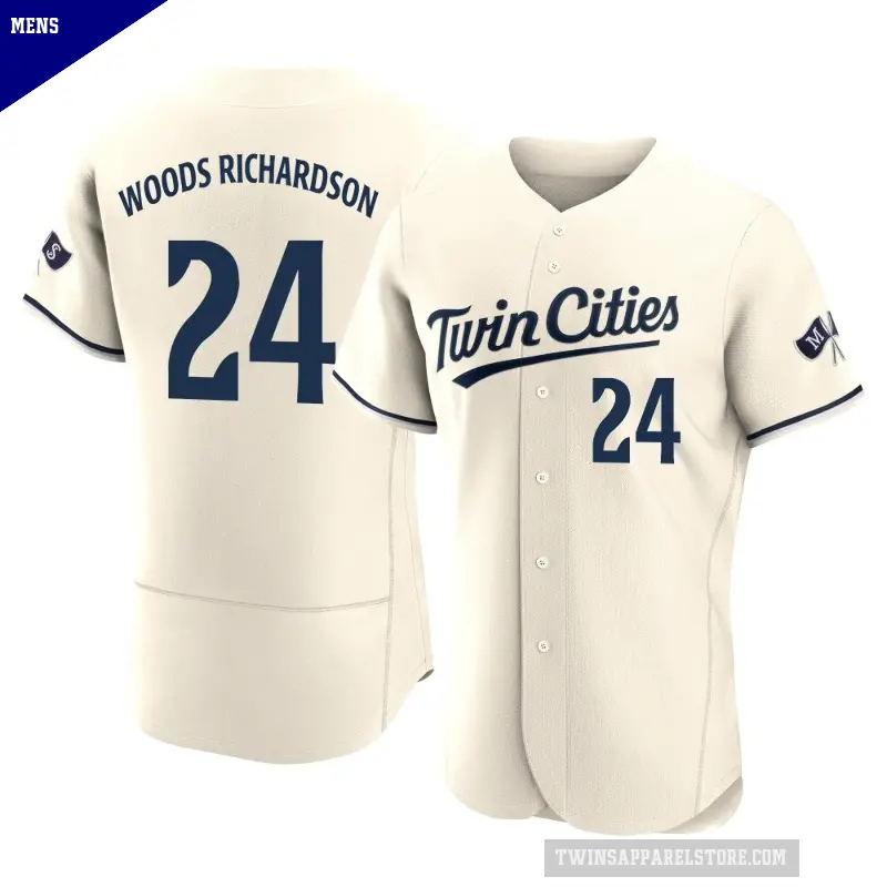 Men's No.24 Simeon Woods Richardson Minnesota Twins Cream Authentic Alternate 2023 Jersey