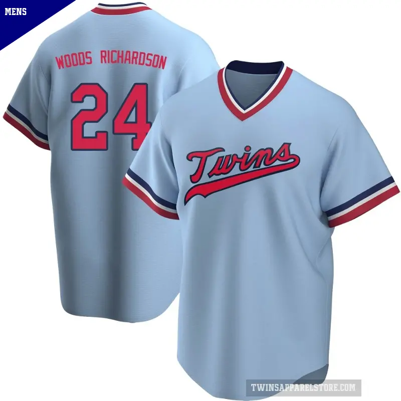 Men's No.24 Simeon Woods Richardson Minnesota Twins Light Blue Replica Road Cooperstown Collection Jersey