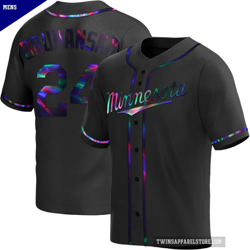 Men's No.24 Tom Brunansky Minnesota Twins Black Replica Holographic Alternate Jersey