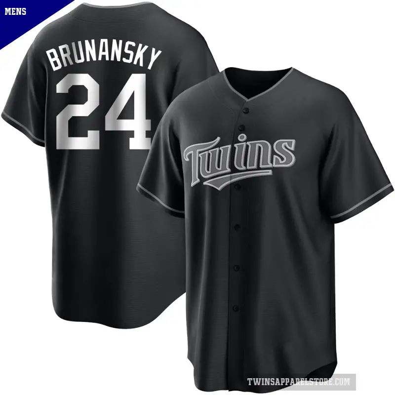 Men's No.24 Tom Brunansky Minnesota Twins Black/White Replica Jersey