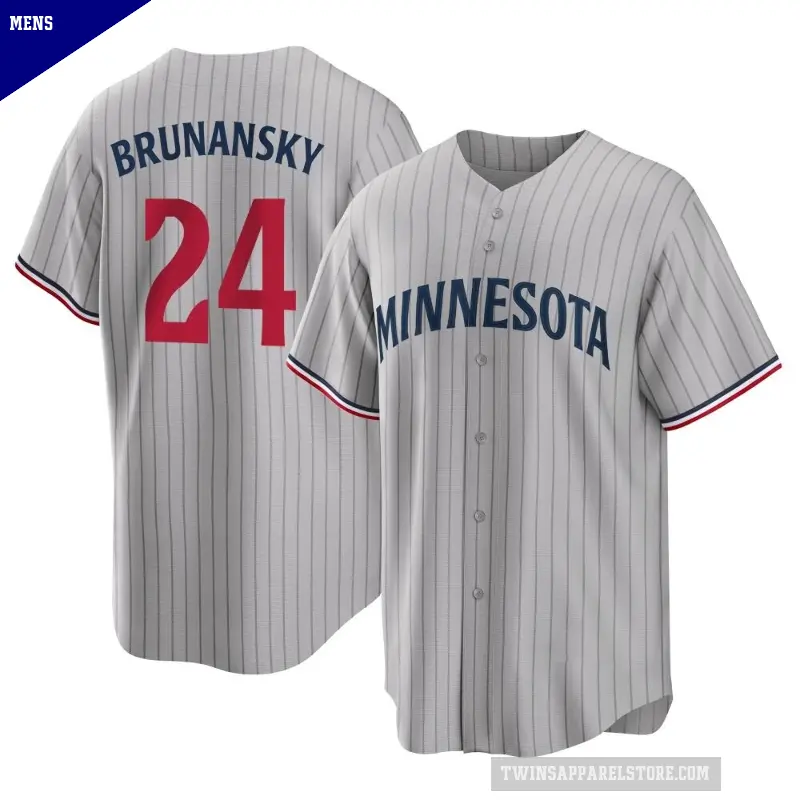 Men's No.24 Tom Brunansky Minnesota Twins Gray Replica Road Jersey