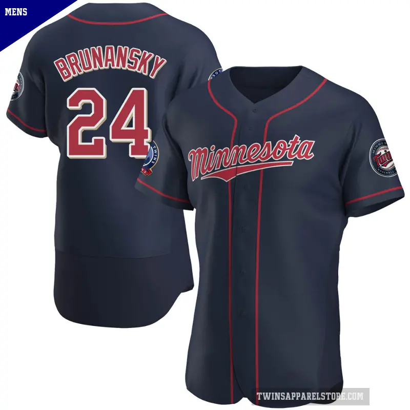 Men's No.24 Tom Brunansky Minnesota Twins Navy Authentic Alternate 60th Season Jersey