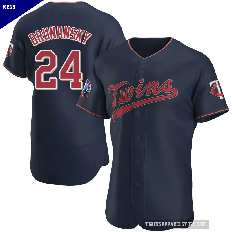 Men's No.24 Tom Brunansky Minnesota Twins Navy Authentic Alternate 60th Season Team Jersey