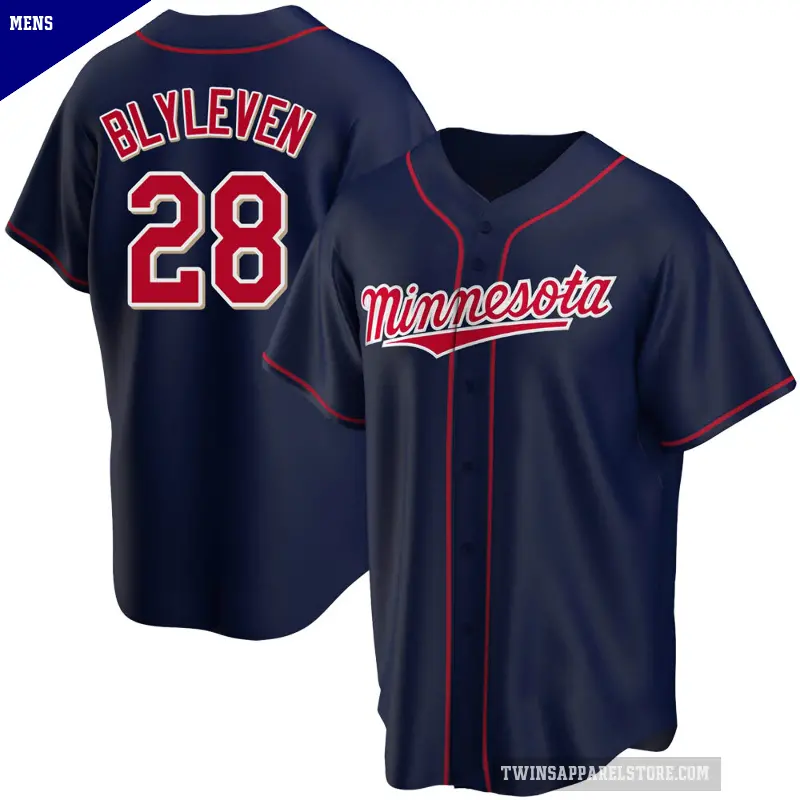 Men's No.28 Bert Blyleven Minnesota Twins Navy Replica Alternate Team Jersey