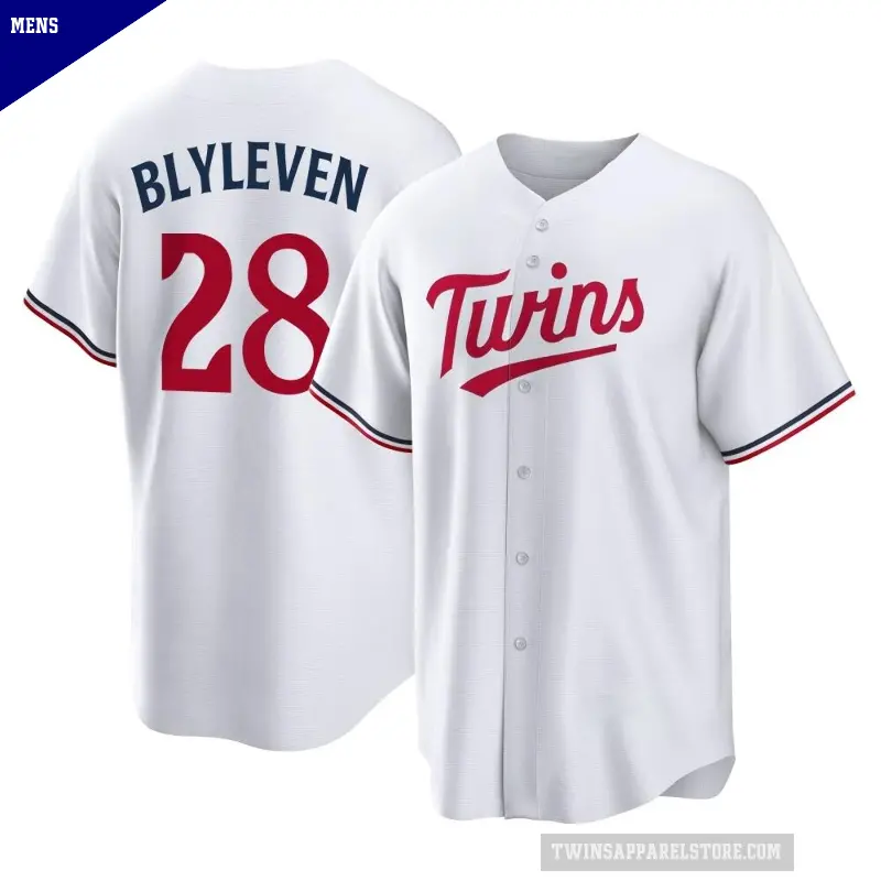 Men's No.28 Bert Blyleven Minnesota Twins White Replica Home Jersey