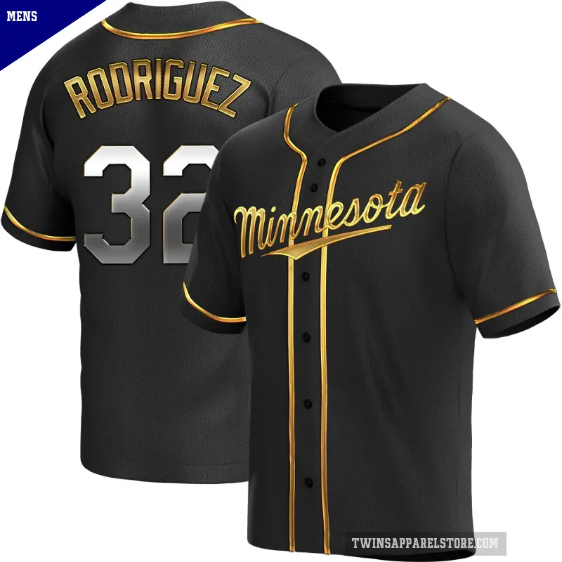 Men's No.32 Emmanuel Rodriguez Minnesota Twins Gold Replica Black en Alternate Jersey