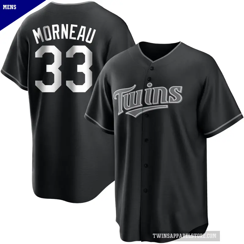Men's No.33 Justin Morneau Minnesota Twins Black/White Replica Jersey