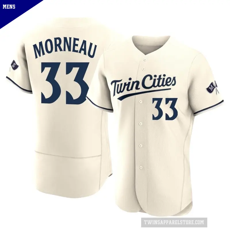 Men's No.33 Justin Morneau Minnesota Twins Cream Authentic Alternate 2023 Jersey