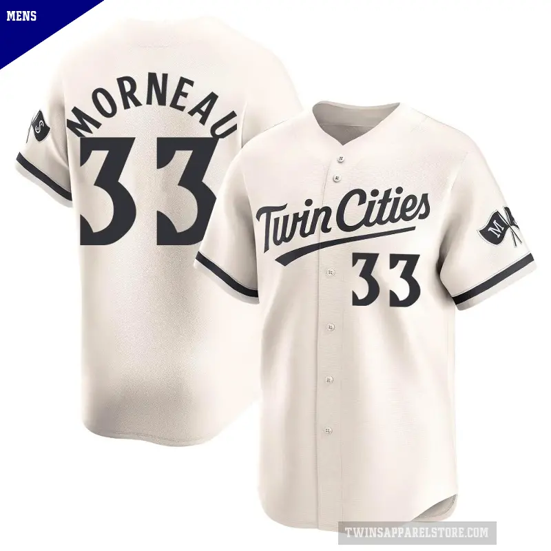 Men's No.33 Justin Morneau Minnesota Twins Cream Limited Alternate Jersey