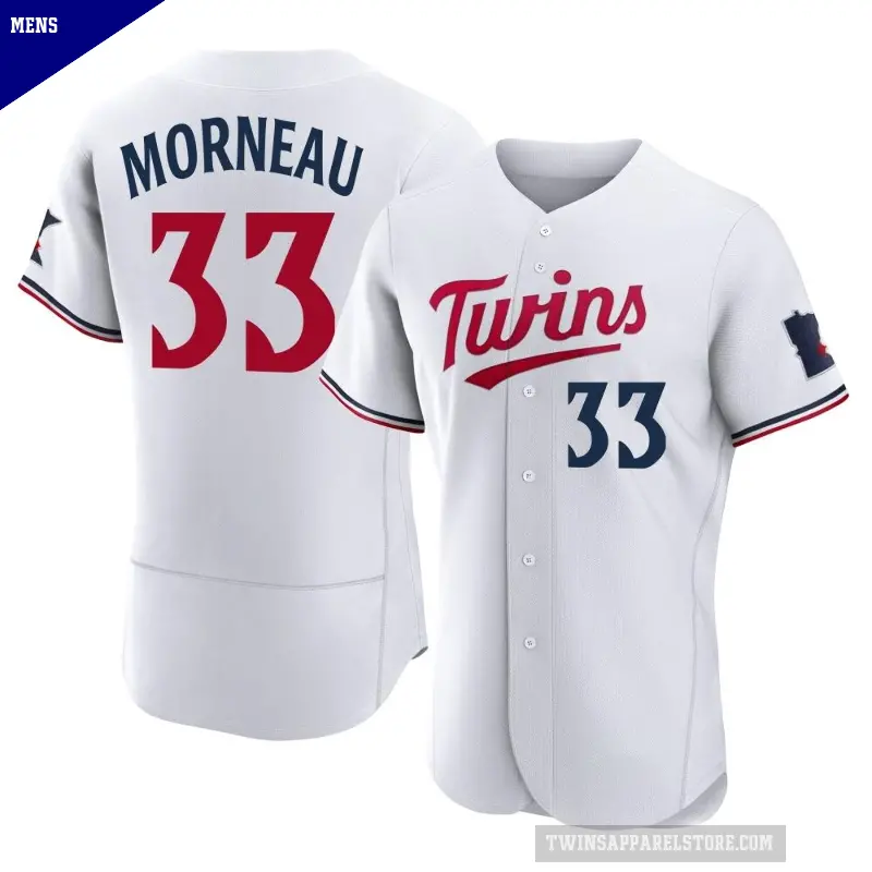 Men's No.33 Justin Morneau Minnesota Twins White Authentic Home Jersey