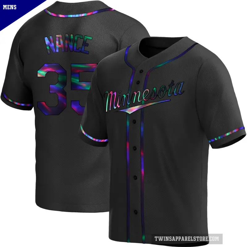 Men's No.35 Tommy Nance Minnesota Twins Black Replica Holographic Alternate Jersey