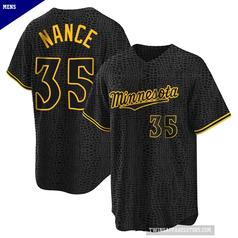 Men's No.35 Tommy Nance Minnesota Twins Black Replica Snake Skin City Jersey