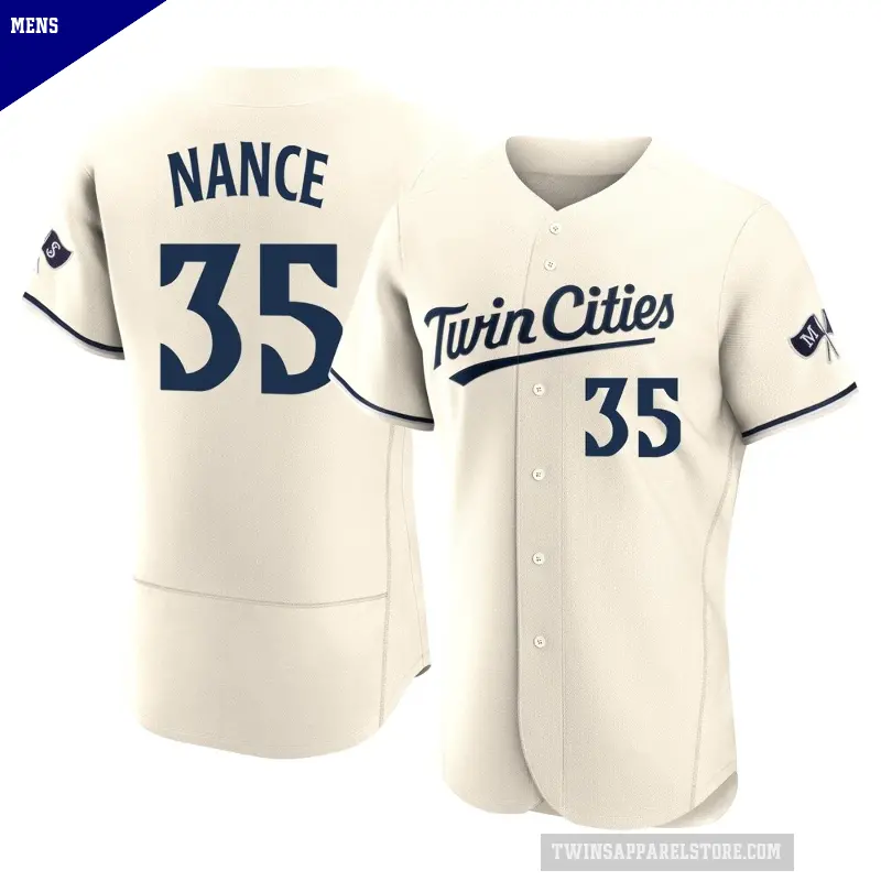 Men's No.35 Tommy Nance Minnesota Twins Cream Authentic Alternate 2023 Jersey