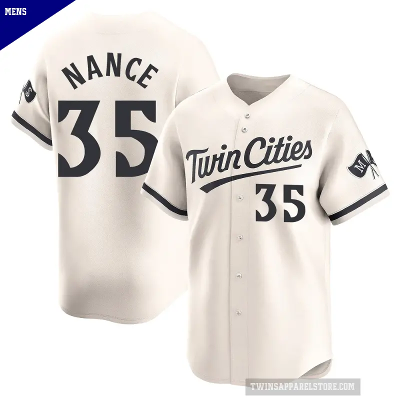 Men's No.35 Tommy Nance Minnesota Twins Cream Limited Alternate Jersey