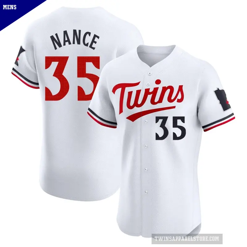 Men's No.35 Tommy Nance Minnesota Twins White Elite Home Jersey