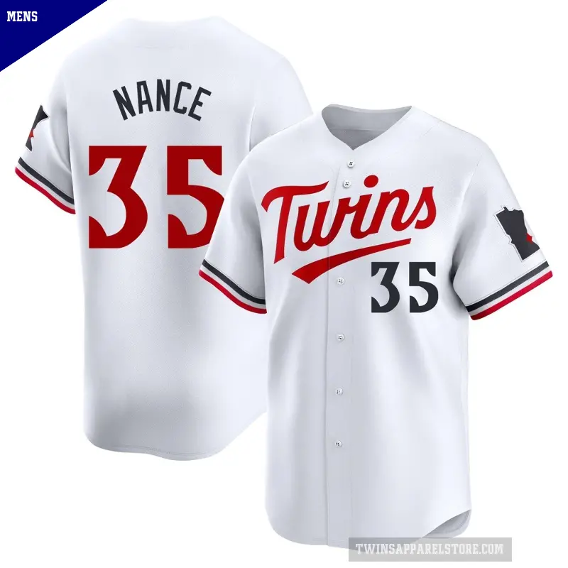 Men's No.35 Tommy Nance Minnesota Twins White Limited Home Jersey