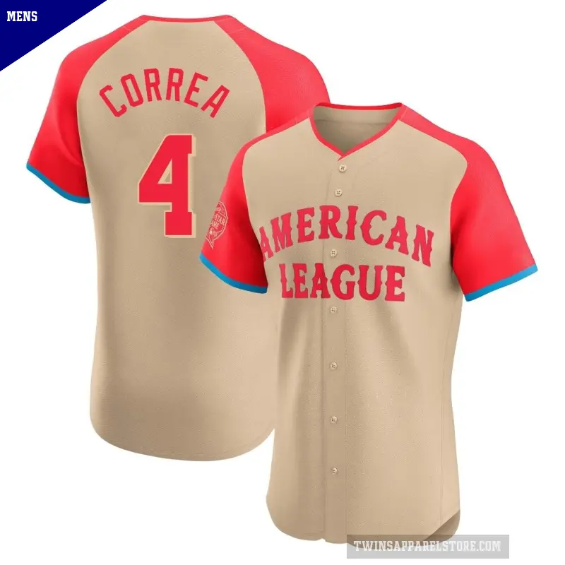 Men's No.4 Carlos Correa Minnesota Twins Cream Elite American League 2024 All-Star Game Jersey