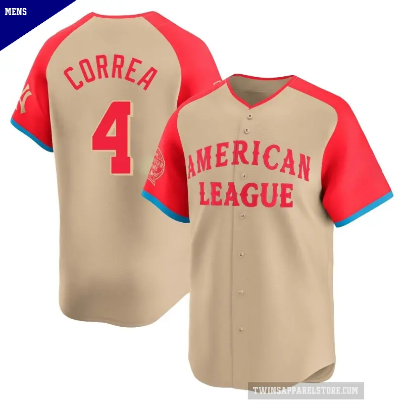 Men's No.4 Carlos Correa Minnesota Twins Cream Limited American League 2024 All-Star Game Jersey