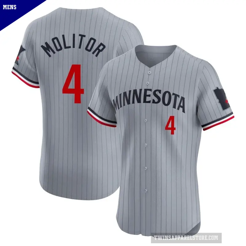 Men's No.4 Paul Molitor Minnesota Twins Gray Elite Road Jersey